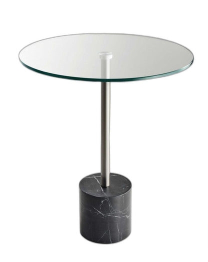 21" Silver And Clear Glass Round End Table HomeRoots