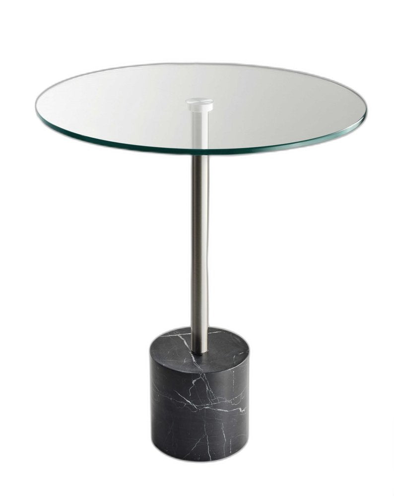21" Silver And Clear Glass Round End Table HomeRoots