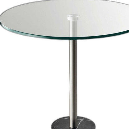 21" Silver And Clear Glass Round End Table HomeRoots