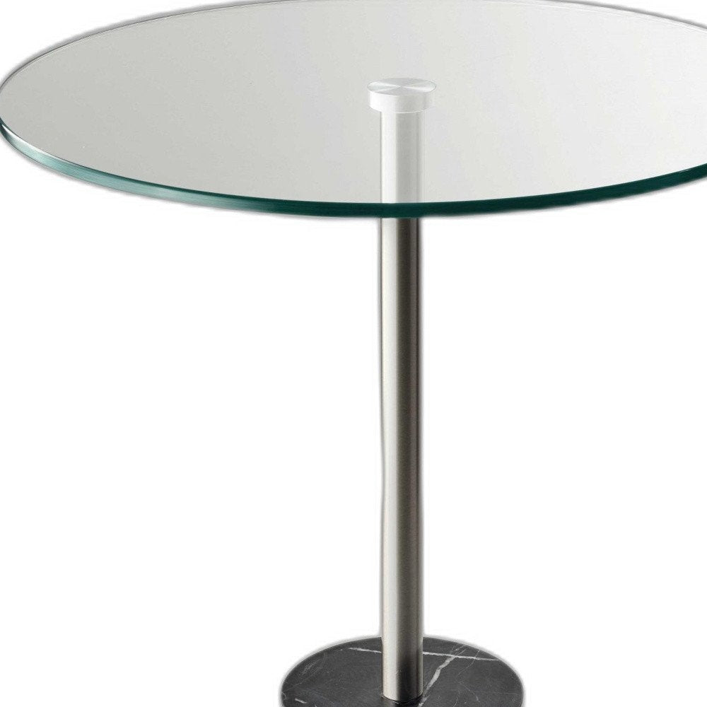 21" Silver And Clear Glass Round End Table HomeRoots