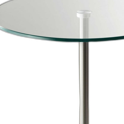 21" Silver And Clear Glass Round End Table HomeRoots