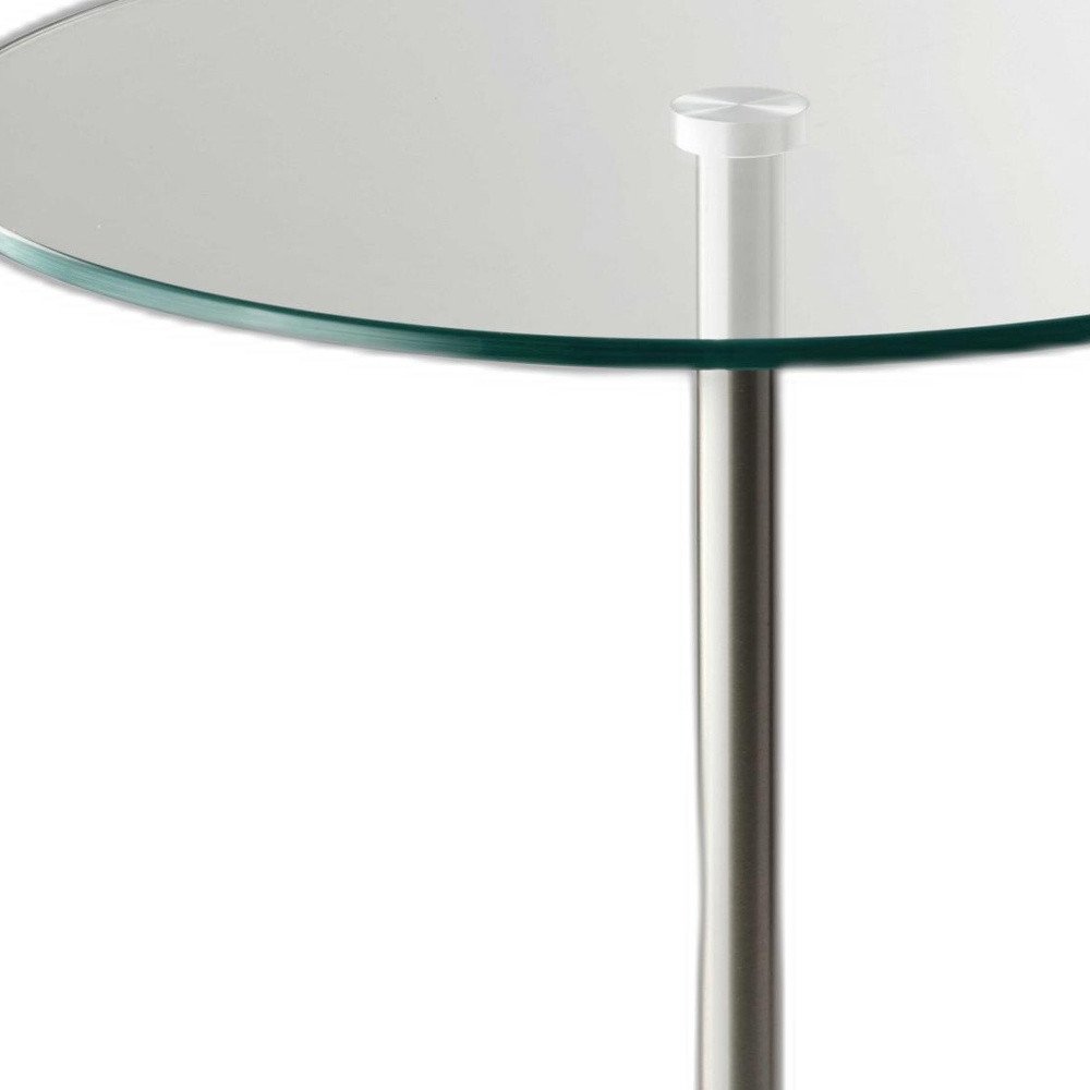 21" Silver And Clear Glass Round End Table HomeRoots