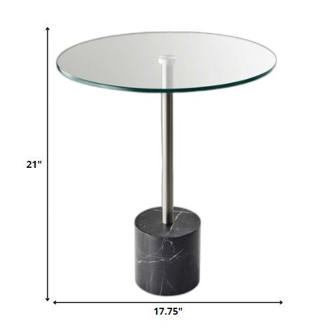 21" Silver And Clear Glass Round End Table HomeRoots