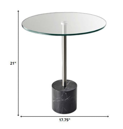21" Silver And Clear Glass Round End Table HomeRoots