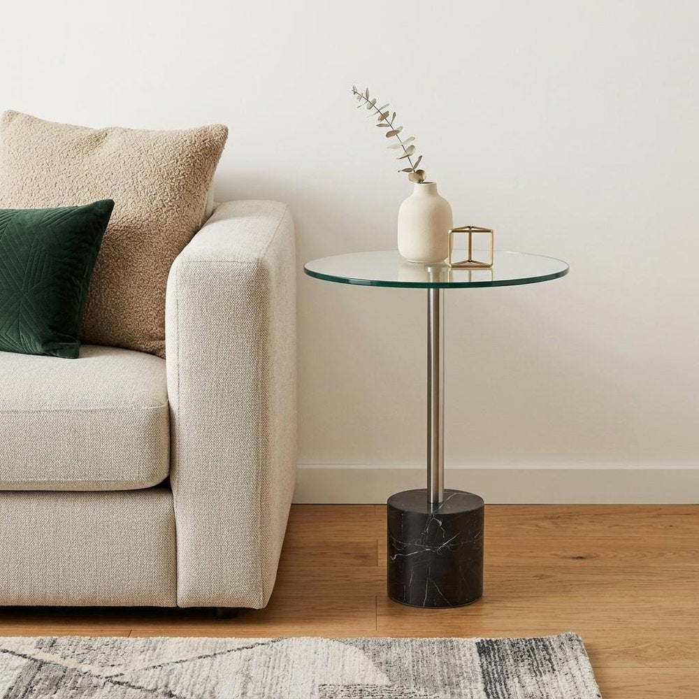 21" Silver And Clear Glass Round End Table HomeRoots