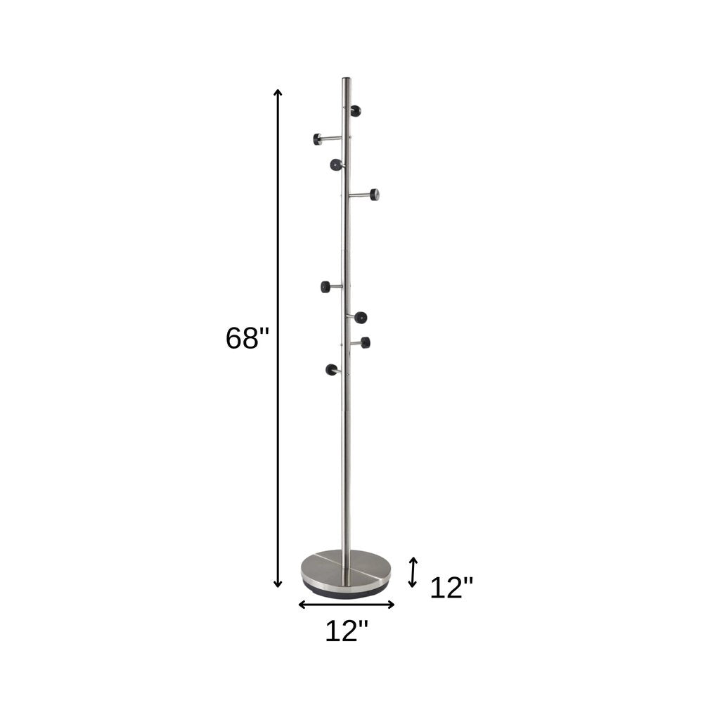 68" Brushed Steel Brushed Steel Coat Rack HomeRoots