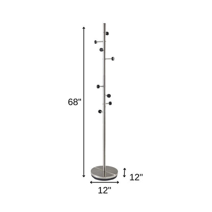 68" Brushed Steel Brushed Steel Coat Rack HomeRoots