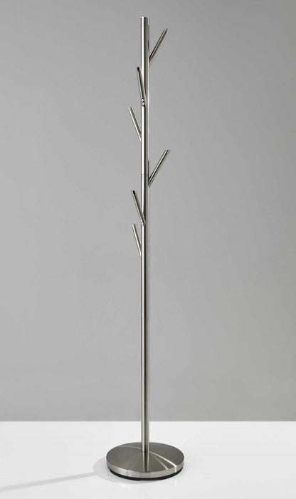 67" Brushed Steel Coat Tree Rack HomeRoots