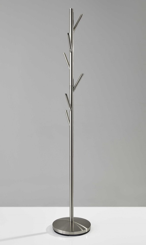 67" Brushed Steel Coat Tree Rack — view 1
