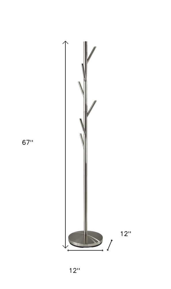 67" Brushed Steel Coat Tree Rack — view 3