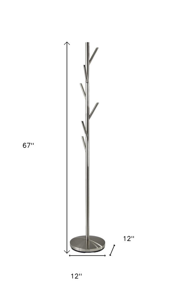 67" Brushed Steel Coat Tree Rack — view 3