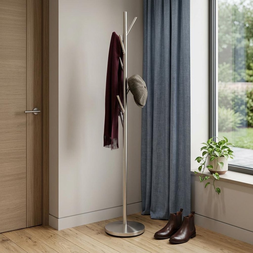 67" Brushed Steel Coat Tree Rack — view 6