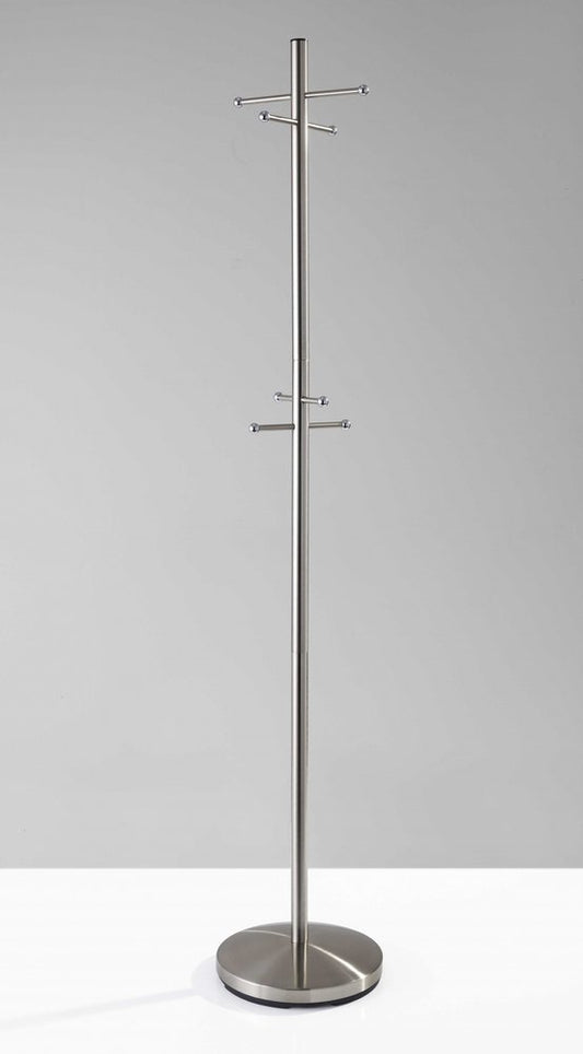 67" Brushed Steel Coat Rack HomeRoots