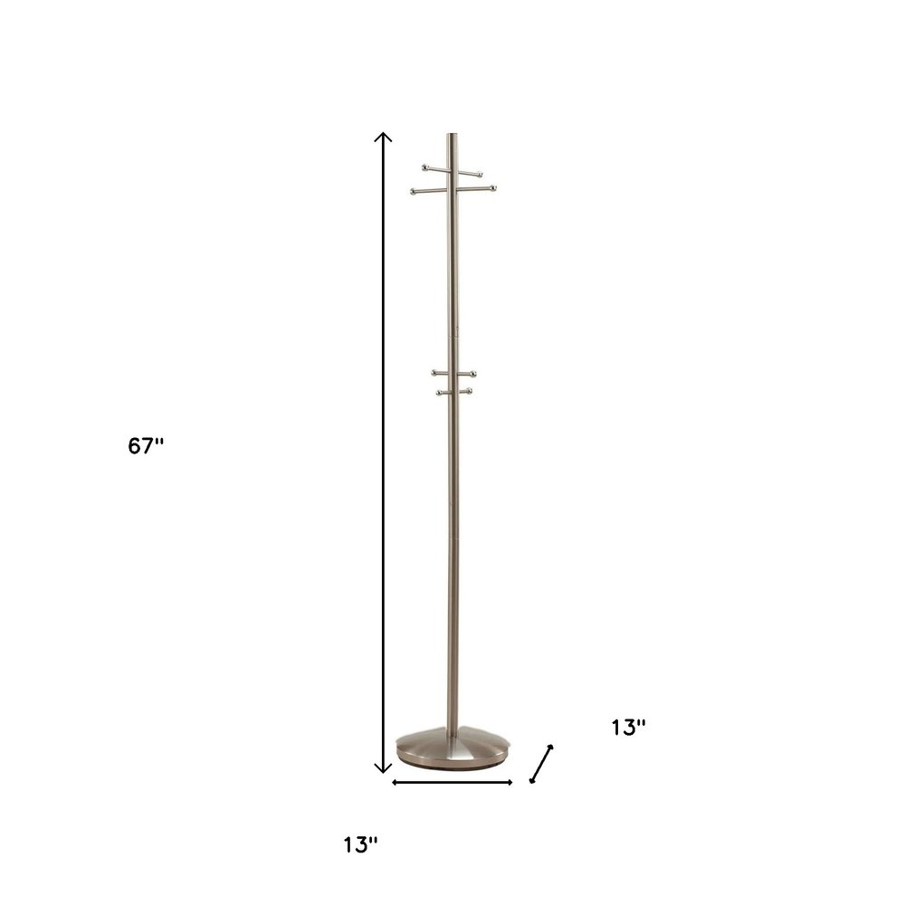 67" Brushed Steel Coat Rack HomeRoots