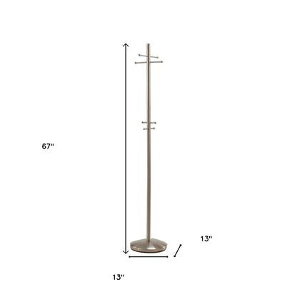 67" Brushed Steel Coat Rack HomeRoots