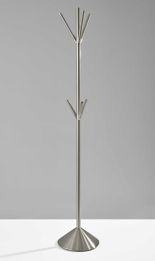 68" Silver Steel Six Hook Freestanding Coat Rack HomeRoots