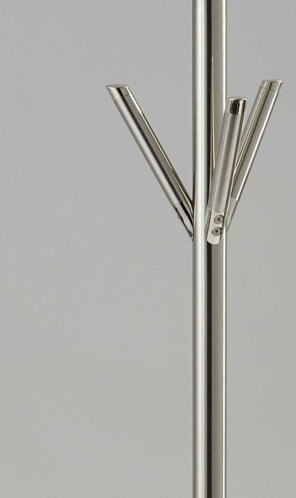 68" Silver Steel Six Hook Freestanding Coat Rack