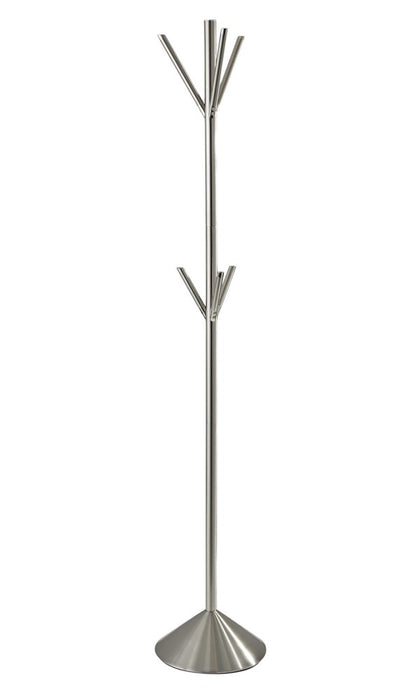 68" Silver Steel Six Hook Freestanding Coat Rack HomeRoots