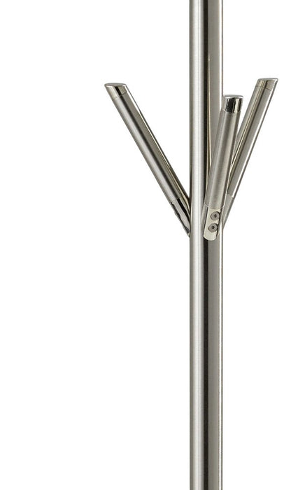 68" Silver Steel Six Hook Freestanding Coat Rack HomeRoots