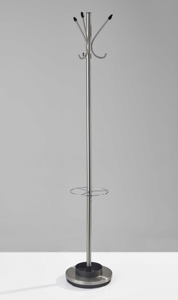 13" X 68" Brushed Steel Brushed Steel Stand  Coat Rack HomeRoots