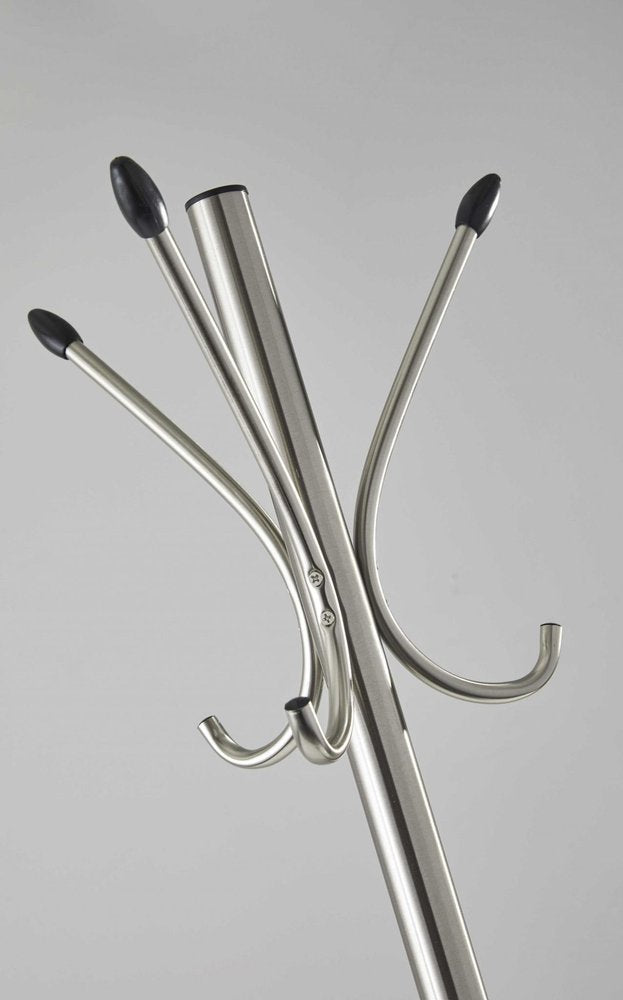 13" X 68" Brushed Steel Brushed Steel Stand  Coat Rack HomeRoots