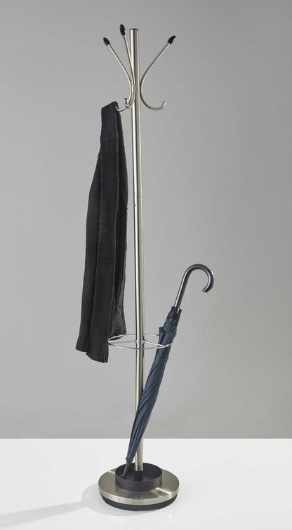 13" X 68" Brushed Steel Brushed Steel Stand  Coat Rack HomeRoots