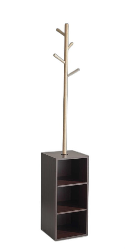 12" X 12" X 69" Walnut Walnut Storage Coat Rack HomeRoots