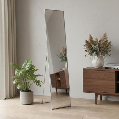 59" Silver Metal Framed Cheval Standing Mirror HomeRoots
