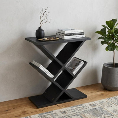 19" Black Solid Wood Pedestal Console Table HomeRoots