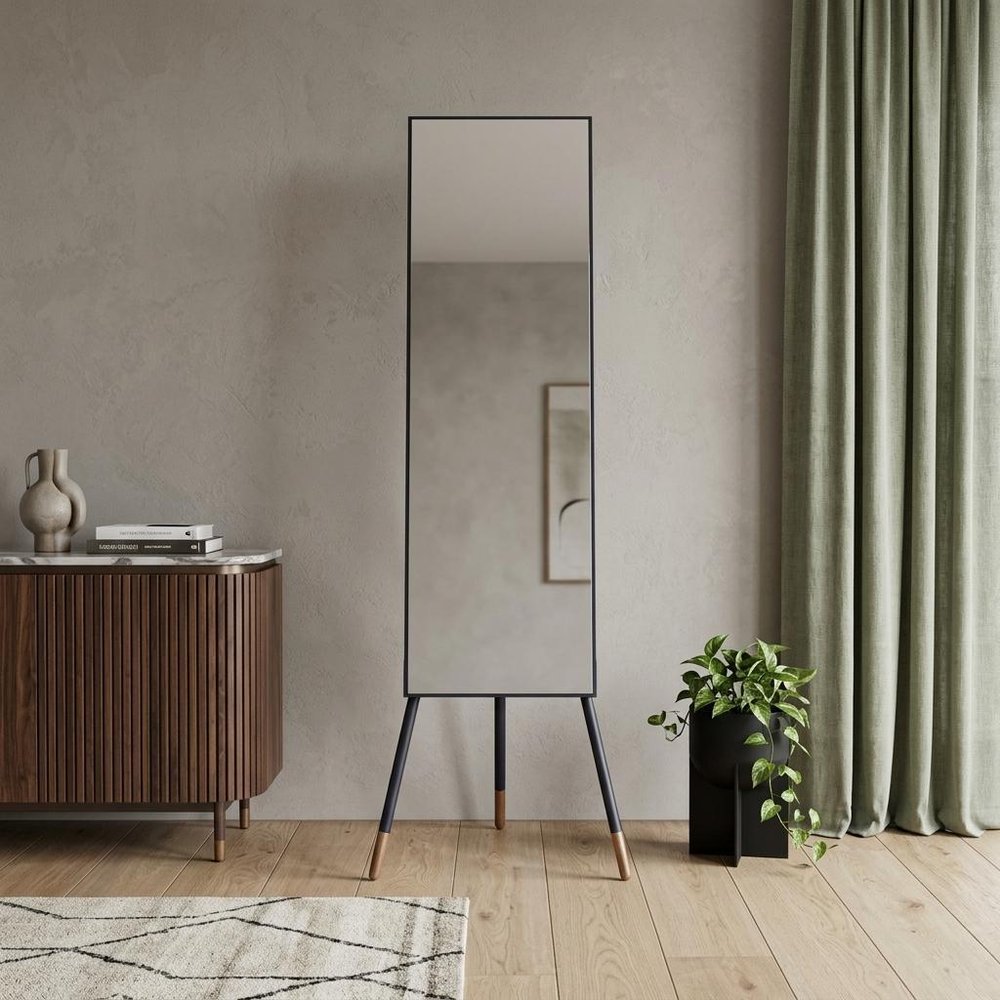 57" Black Metal Freestanding Framed Standing Mirror HomeRoots