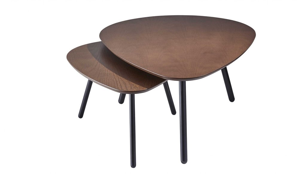 Set of Two Brown And Black Wood And Metal Oval Nested Tables HomeRoots