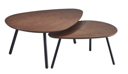 Set of Two Brown And Black Wood And Metal Oval Nested Tables HomeRoots