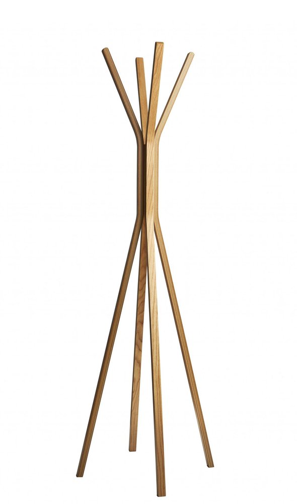 68" Natural Modern Wood Coat Tree Rack HomeRoots
