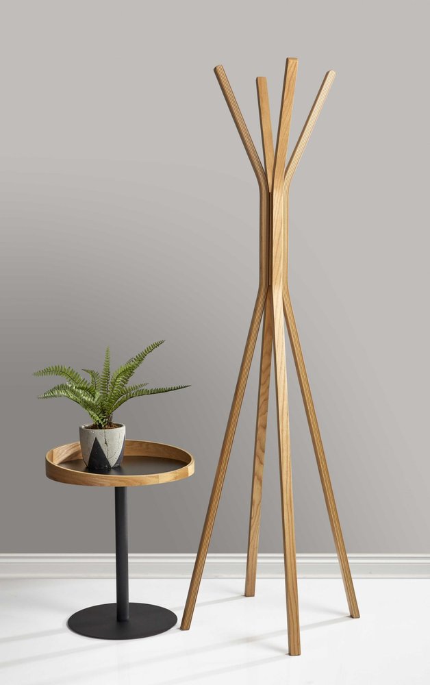 68" Natural Modern Wood Coat Tree Rack HomeRoots