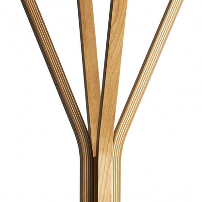 68" Natural Modern Wood Coat Tree Rack HomeRoots