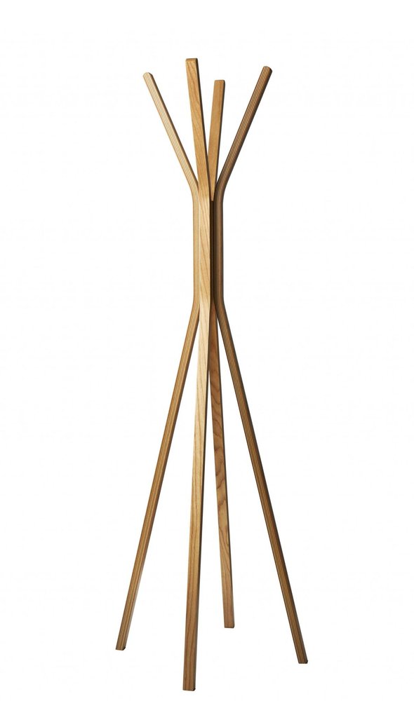 68" Natural Modern Wood Coat Tree Rack — view 7