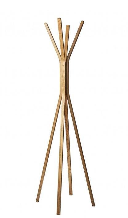 68" Natural Modern Wood Coat Tree Rack HomeRoots