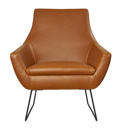 33" Brown and Black Faux Leather Distressed Arm Chair HomeRoots