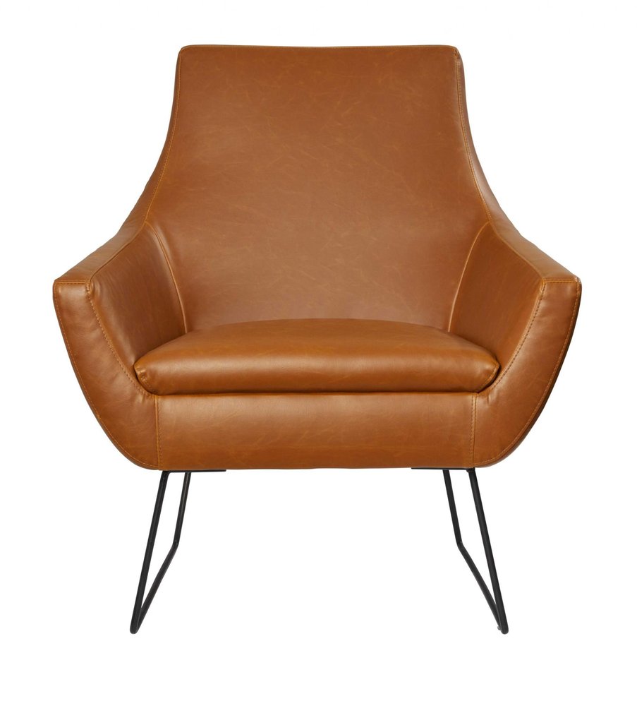 33" Brown and Black Faux Leather Distressed Arm Chair HomeRoots