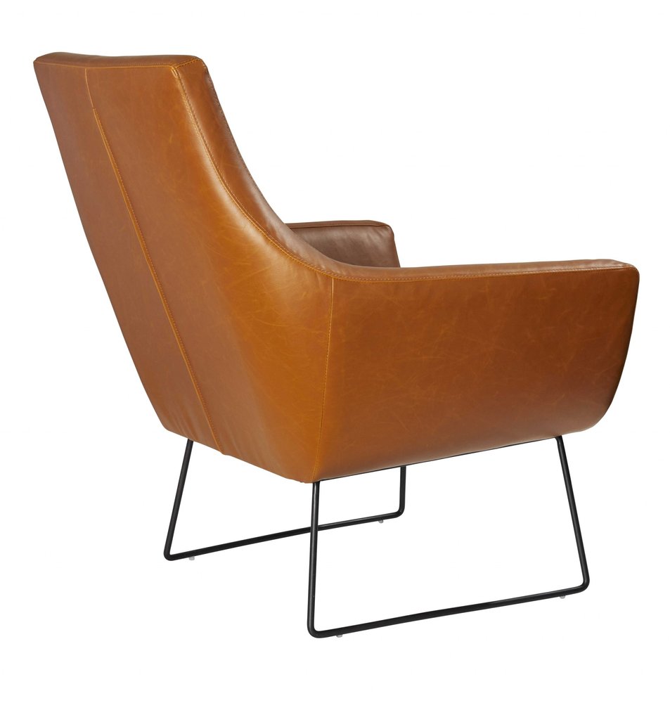 33" Brown and Black Faux Leather Distressed Arm Chair HomeRoots