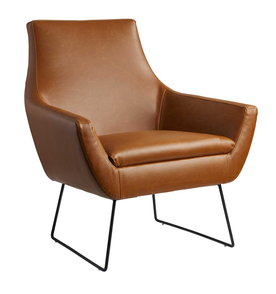 33" Brown and Black Faux Leather Distressed Arm Chair HomeRoots