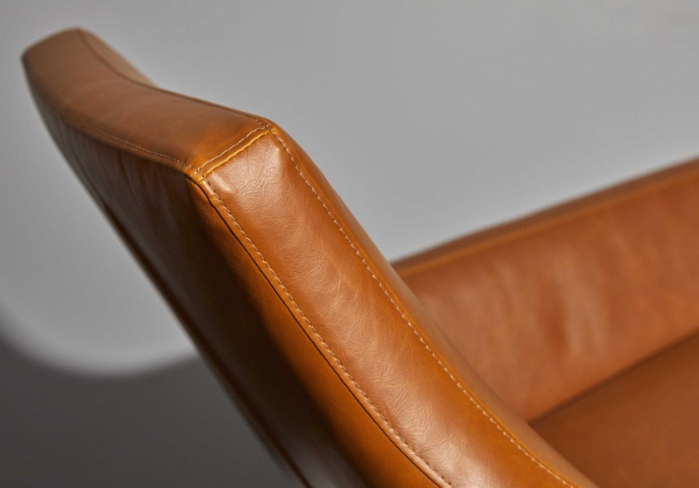 33" Brown and Black Faux Leather Distressed Arm Chair HomeRoots