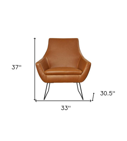 33" Brown and Black Faux Leather Distressed Arm Chair HomeRoots