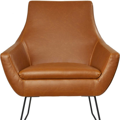 33" Brown and Black Faux Leather Distressed Arm Chair HomeRoots