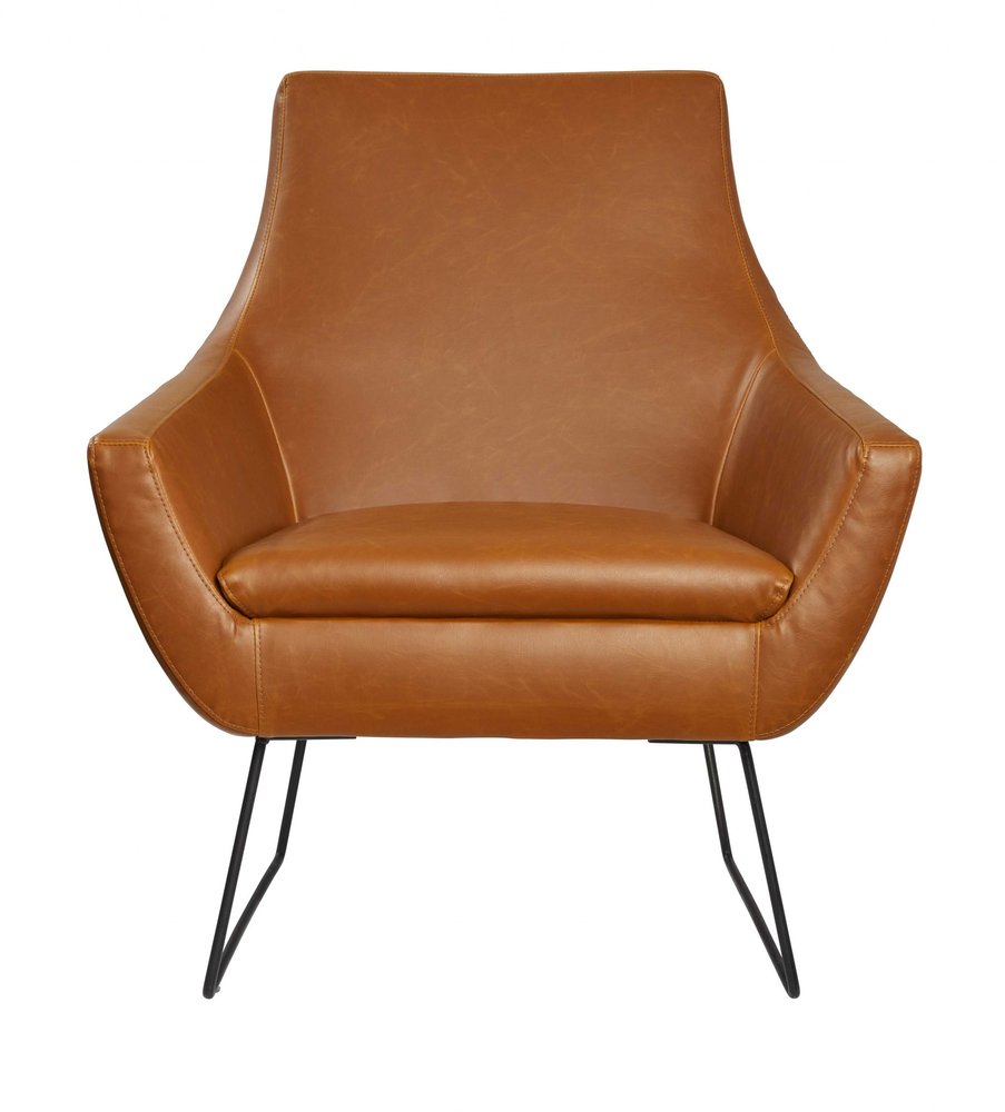 33" Brown and Black Faux Leather Distressed Arm Chair HomeRoots