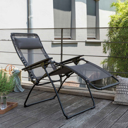 28" Graphite Metal Outdoor Zero Gravity Chair with Graphite Cushion HomeRoots