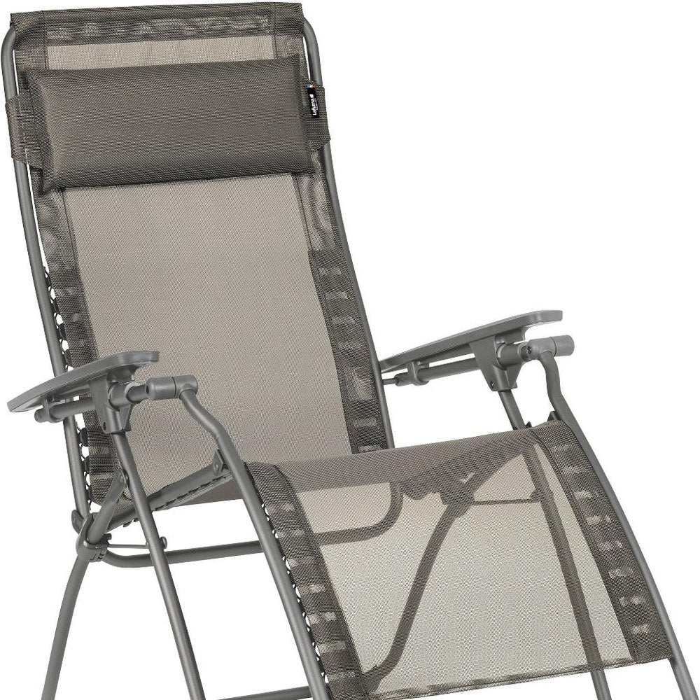 28" Graphite Metal Outdoor Zero Gravity Chair with Graphite Cushion HomeRoots
