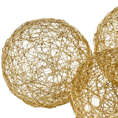 Set of Three Gold Wire 3" Decorative Orbs HomeRoots