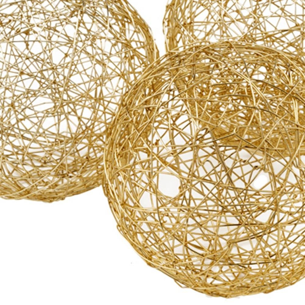 Set of Three Gold Wire 3" Decorative Orbs HomeRoots