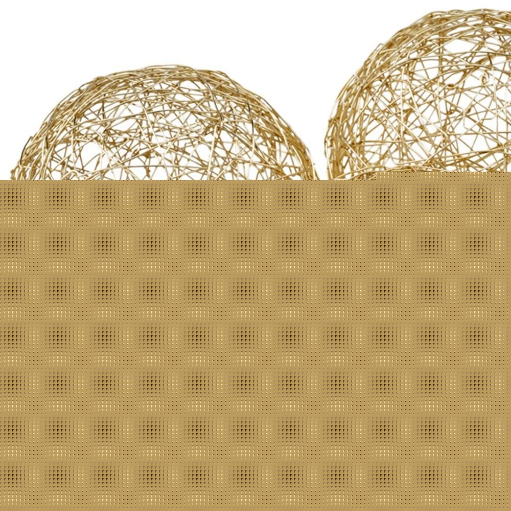 Set of Three Gold Wire 3" Decorative Orbs HomeRoots